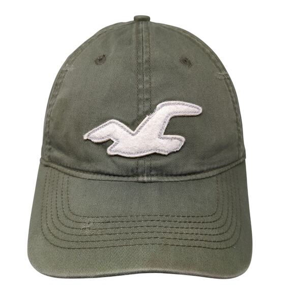 Hollister Big Logo Fitted Hat Green One Size Solid Vent Holes Outdoor - Picture 1 of 9